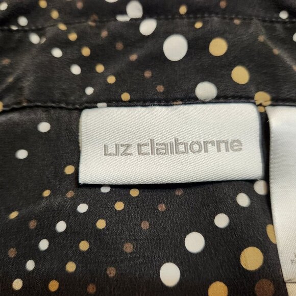 Liz Claiborne 100% Silk Blouse Top Sz 4 Multicolor Polka Dot Button Front Career - Picture 3 of 8